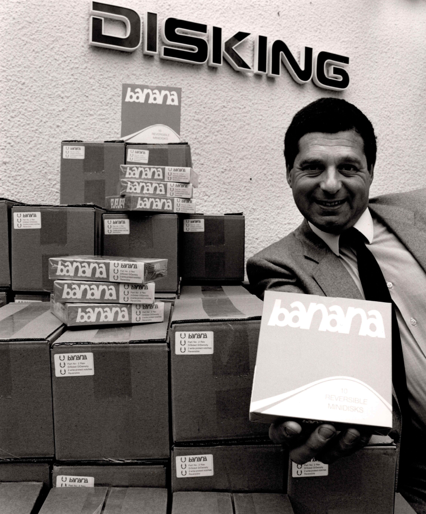 Roger holding Banana disks
